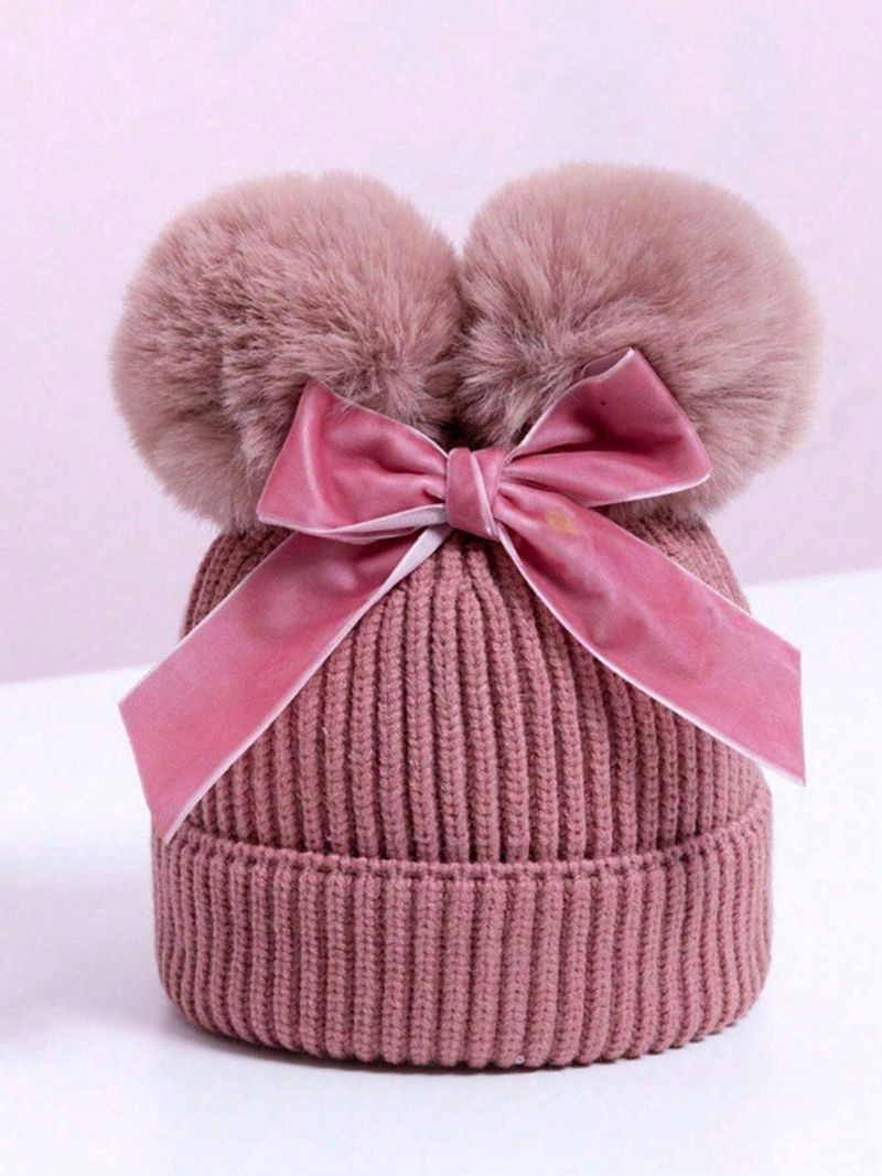 1 Stéck Puppelchersmütz, léif gestrickt Ouerklappenmütz am koreanesche Stil fir Jongen a Meedercher, waarm Wantermütz fir Puppelcher a Klengkanner 5-24 Méint_voghion.com