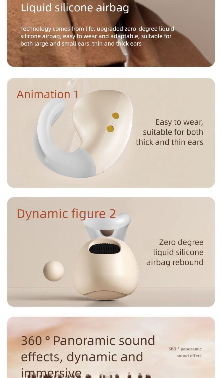 2025 Neues Bluetooth-Headset mit Knochenleitungs-Ohrclip, kabellos, für Sport, Laufen, lange Akkulaufzeit, geeignet für Android_voghion.com