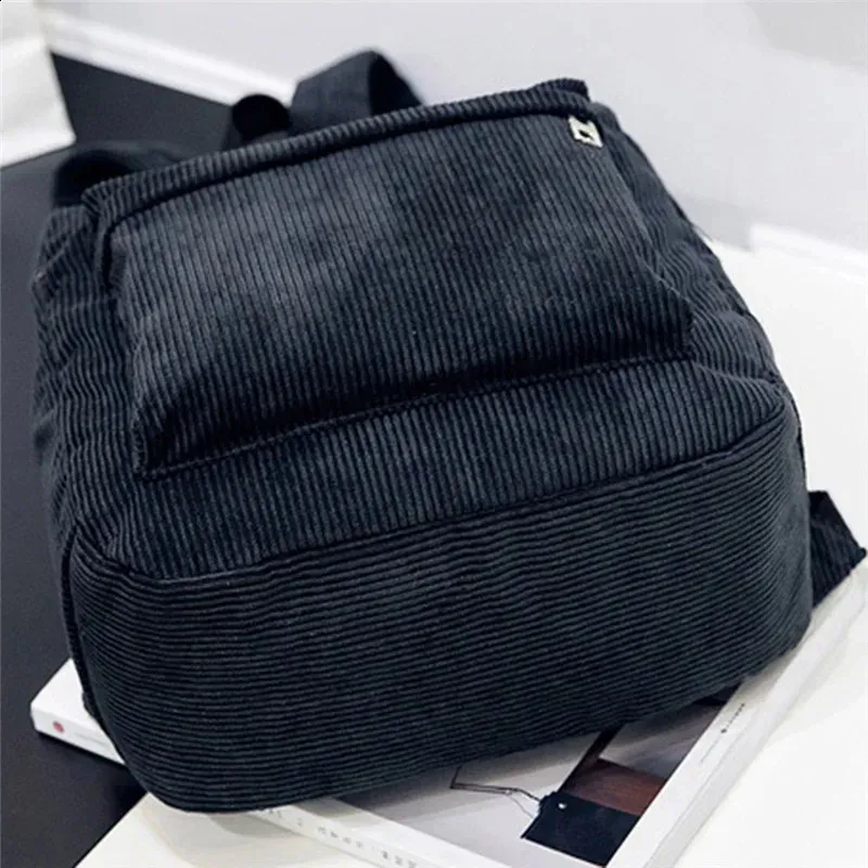 Zaino alla moda da donna in velluto a coste, tinta unita, per la scuola, per giovani, da viaggio, borsa a tracolla 250408l_voghion.com