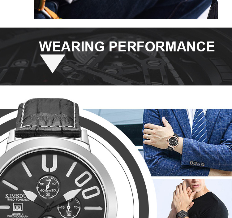 KIMSDUN Orologio da uomo con cinturino a quadrante grande Orologio impermeabile sportivo multifunzionale a tre occhi a sei pin_voghion.com