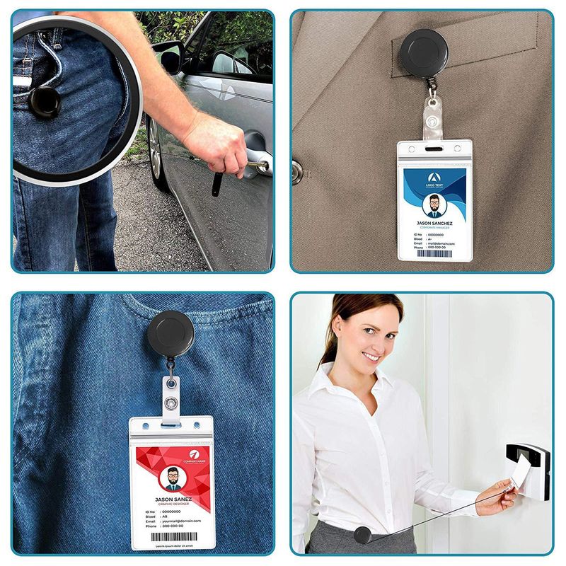 Fibbia retrattile in plastica nera, ecologica, facile da tirare, fibbia per badge_voghion.com