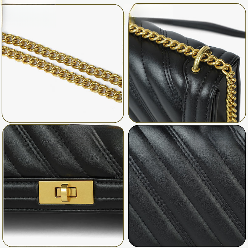 Xiaoxiangfeng 2024 nuova borsa a tracolla a spalla singola morbida con catena a griglia di diamanti, grande capacità, in pelle quadrata, di alta qualità_voghion.com