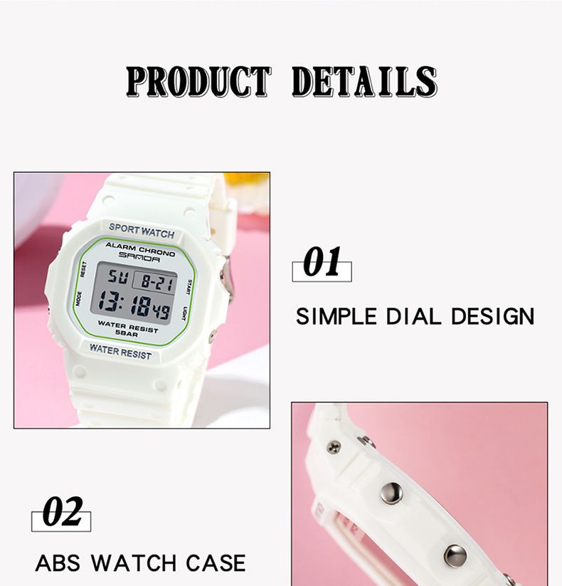 Elegante orologio sportivo digitale quadrato con impermeabile, luce notturna e multifunzione per stili di vita attivi, orologio luminoso alla moda per studenti_voghion.com