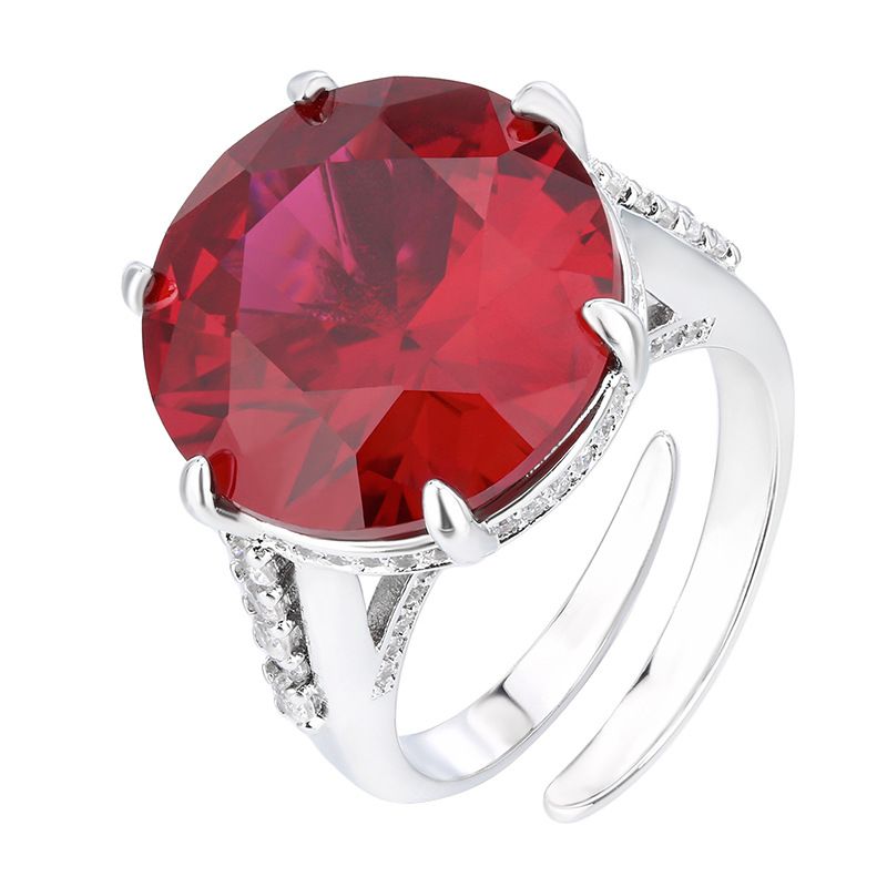 Nuovo anello di lusso rotondo leggero in corindone rosso simulato placcato oro con base in rame di Zhuangshengsheng Jewelry 2025 per donna, 16 mm_voghion.com