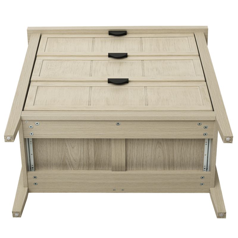 Meuble de rangement 3 tiroirs 80 x 40 x 80 cm, buffet aspect bois naturel avec sculptures linéaires, pour salon, chambre, bureau et étude._voghion.com