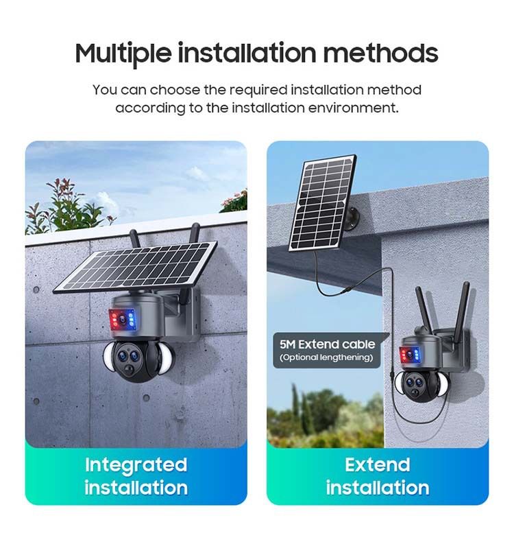 Solar-Überwachungskamera, 3 Objektive, 15-facher Zoom, WLAN/4G-Außenkamera mit Nachtsicht, wasserdicht, Fernüberwachung für Bauernhof/Garten/Zuhause_voghion.com