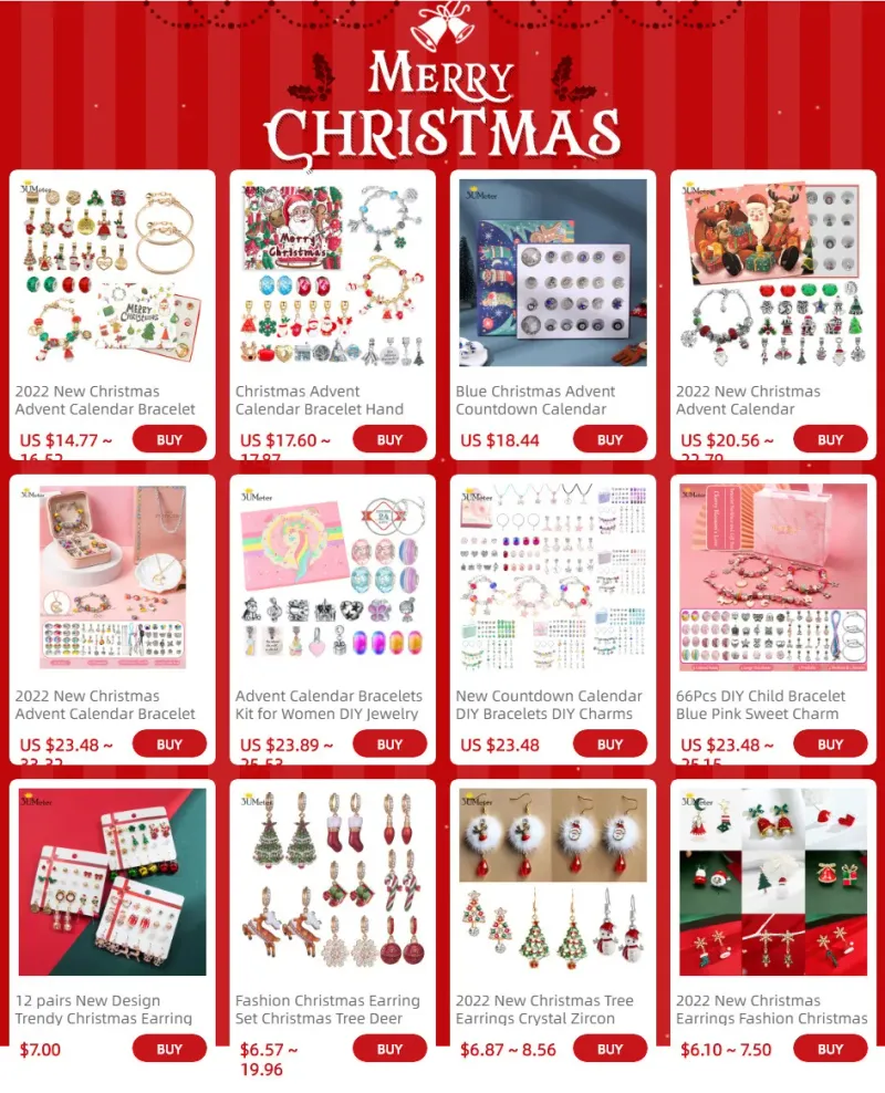 Adventskalender-Armband mit Kette zum Selbermachen für Kinder mit Aufbewahrungsbox, Schmuckset für Mädchen 230511_voghion.com