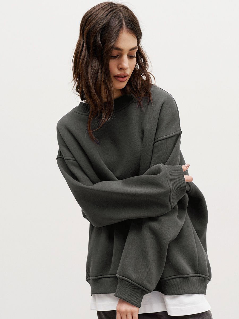 Robe femme col rond sweat à capuche ample femme_voghion.com