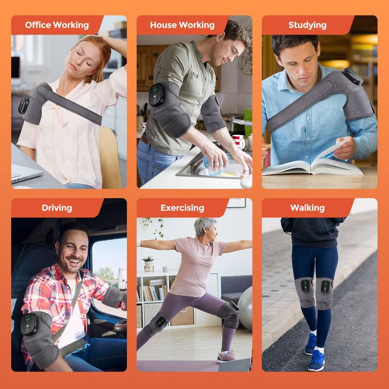 3-Stufen- a Vibratiounsmassagegerät fir Schëller, Ellbog, Touchscreen, Been, Knéigelenk, Middegkeetsléisung, Heizpad, waarmt Kaddo_voghion.com