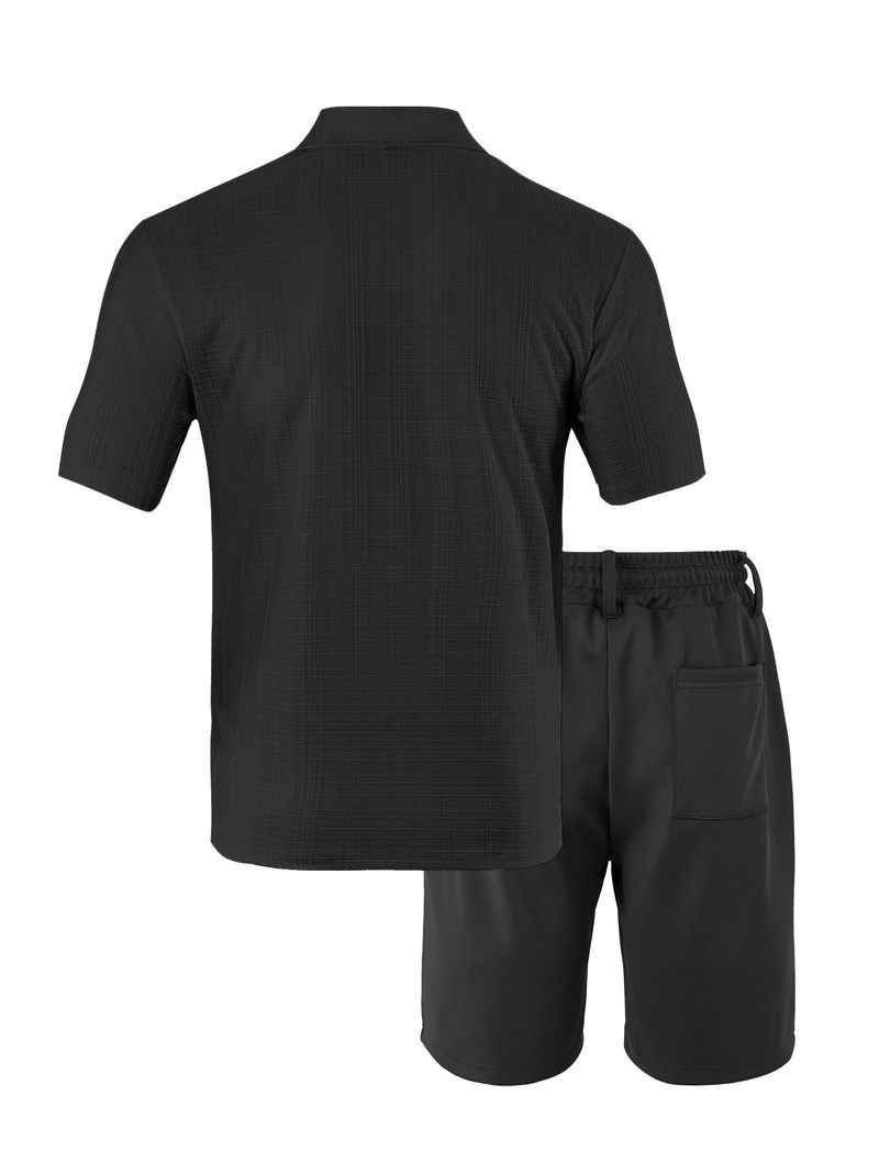 Abbigliamento maschile New Pallets Camicia da uomo casual sportiva in lino con risvolto a quadri piccoli_voghion.com