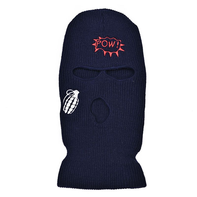 LazyZoom Winter Warm Three-Hole Knitted Ski Balaclava Cycling Face Mask Ear Protection Windproof Head Wrap Cold Hat_voghion.com