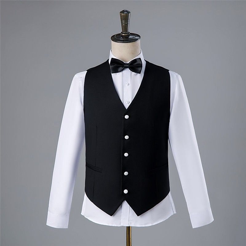 Fotostudio Fotografie Herren Hochzeitskleid Kostüm Bühnenmoderator Britischer Stil Dreiteiliger Anzug_voghion.com