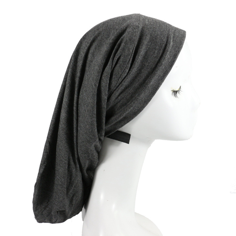 Large size women's long tail sleeping cap double layer satin pullover hat elastic elastic adjustable hat hot selling_voghion.com