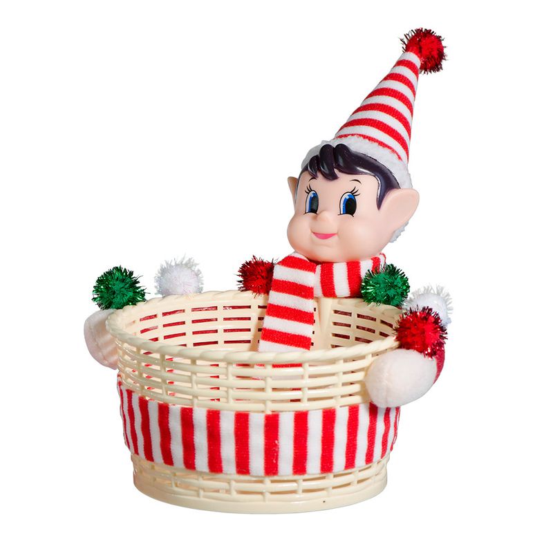 Golden Decoration Supplies Basket Snack Box Red Green Christmas Elf Candy Jar_voghion.com