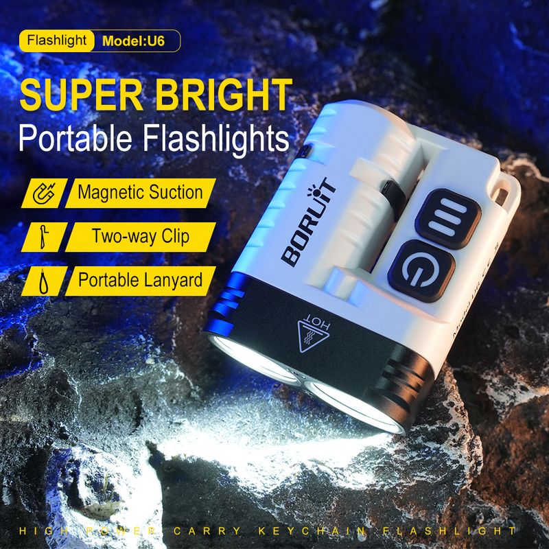 BORUiTU6SST20LEDEDCFlashlightKeychainWorkLightTypeCRechargeableClipTorchwithMagnetCampingPocketLantern_voghion.com