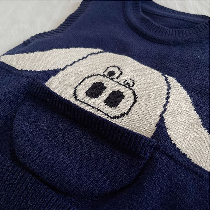 Collezione primavera 2025, versione coreana, gilet a forma di maialino, maglia esterna sottile lavorata a maglia, maglione per bambini con cartoni animati_voghion.com