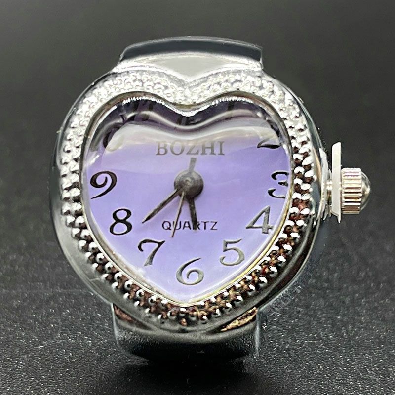Pronto Stock 2024 Nuovo Creativit Orologio a Forma di Cuore Vintage Punk Elastico Dita Orologi Donne Uomini Hip Hop Anelli di Coppia_voghion.com