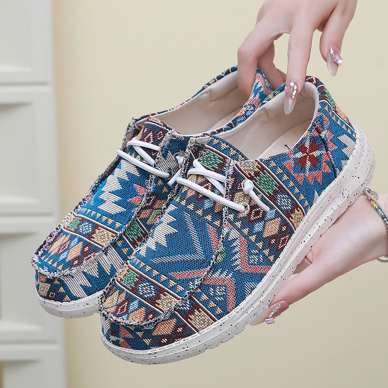 Bohemian style couple canvas casual lightweight loafers, men's and women's cloth shoes, Canvas Loafers_voghion.com
