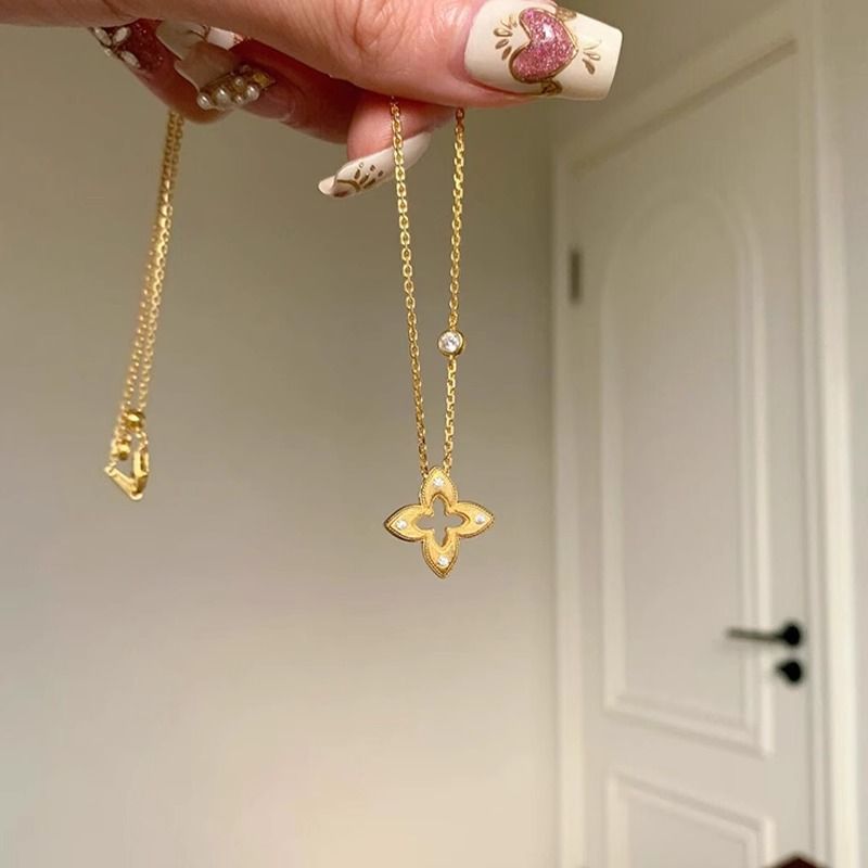 Collana vintage in argento sterling con design di nicchia, stile S, con maglione di alta qualità, scintillante diamante sulla clavicola_voghion.com