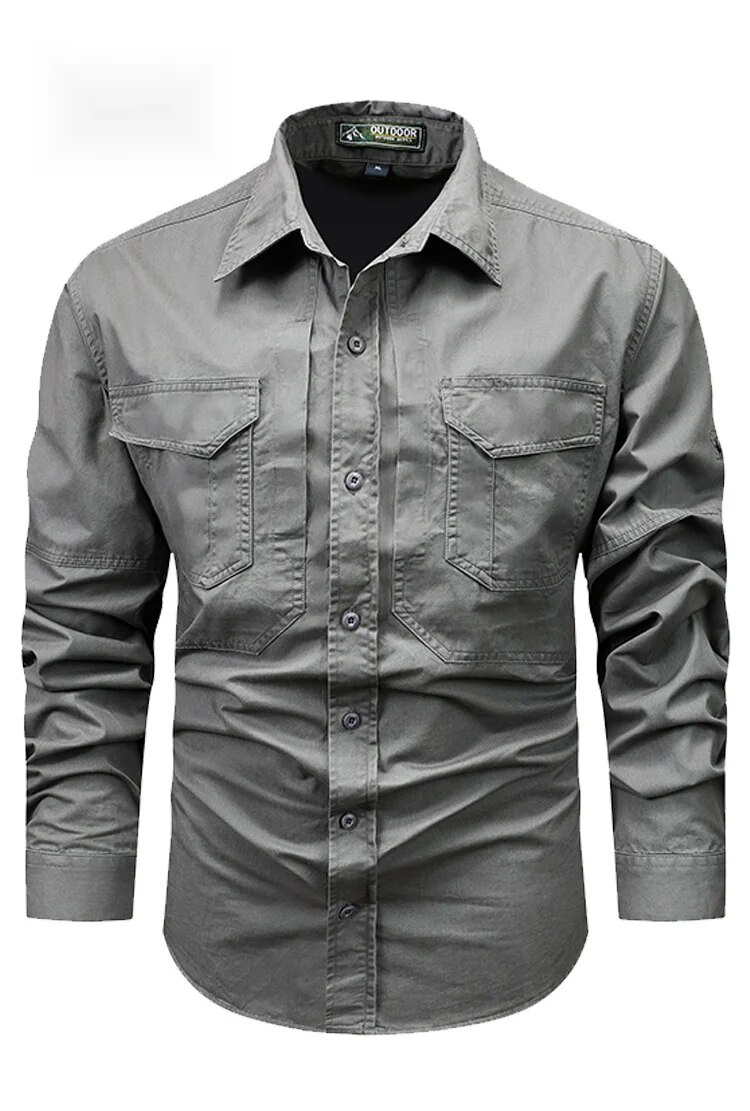 Camisa, primavera y con grasa añadida, camisa de gran tamaño, ropa de trabajo casual, para hombre, camiseta de manga larga, otoño de gran tamaño_voghion.com