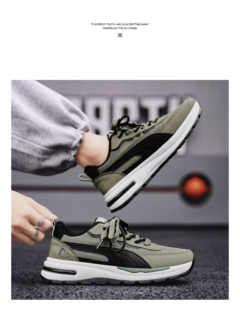 Sport color block con punta tonda e tendenza primaverile per scarpe da corsa casual basse da uomo, scarpe da studente con suola spessa_voghion.com
