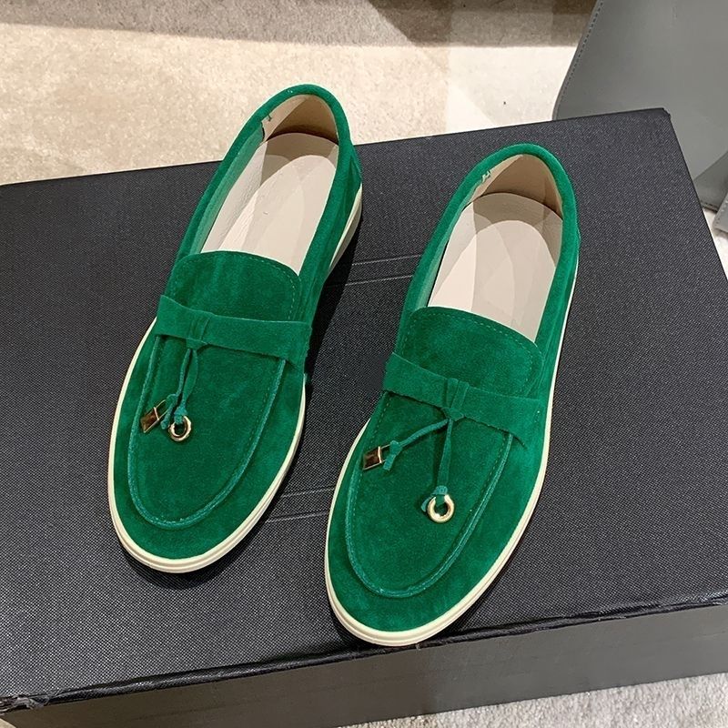SHLIANG Modne zamszowe mokasyny damskie płaskie buty okrągłe noski wsuwane mokasyny codzienne wygodne muły leniwe buty damskie SB164_voghion.com