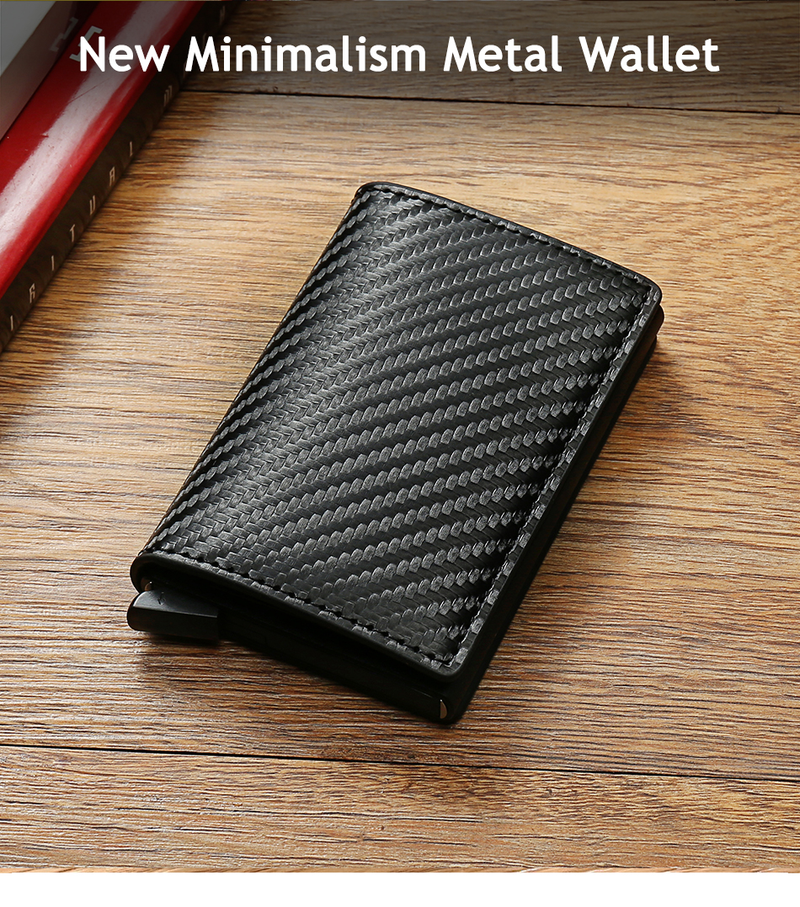 Kohlefaser-Kartenhalter-Geldbörsen für Herren, RFID-schwarz, magisches Trifold-Leder, schlanke Mini-Geldbörse, kleine Geldtasche, männliche Geldbörsen_voghion.com