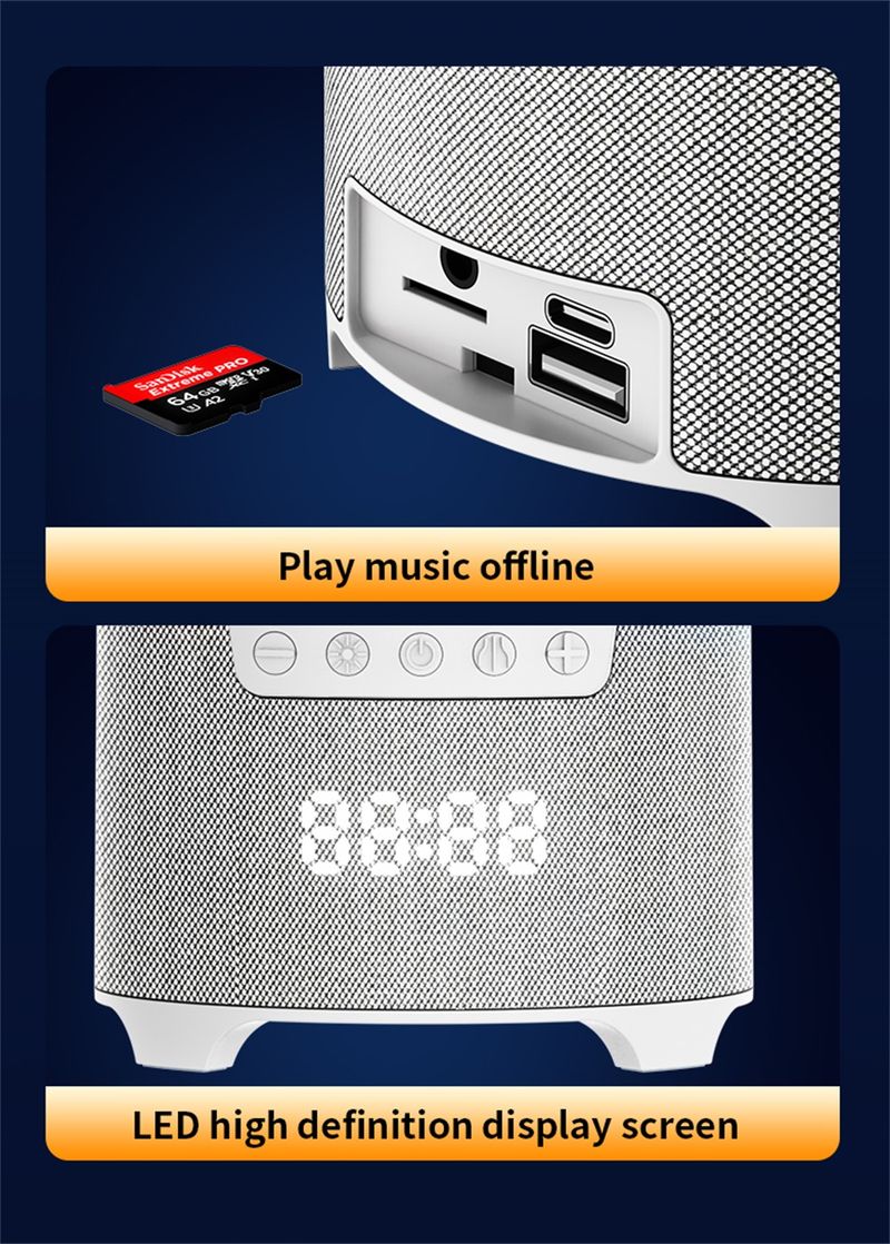 Farbenfroher Bluetooth-Lautsprecher mit 3D-HiFi-Stereo-LED-Display, Musik-, Sport- und Quallen-Sound, unterstützt TF-Karten für Zuhause und Büro_voghion.com