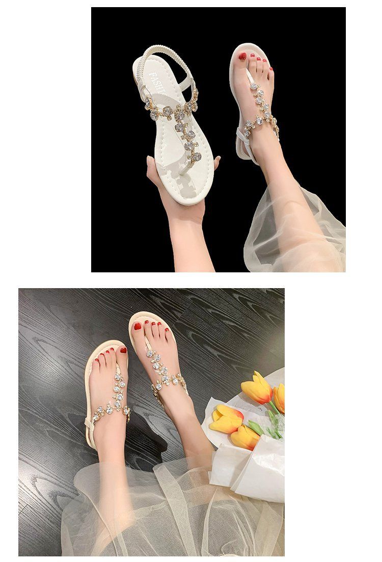 Frauen Neue Große Größe Strass Flip-Flops Flache Elastische T Förmigen Böhmischen Strand frauen Schuhe Großhandel_voghion.com