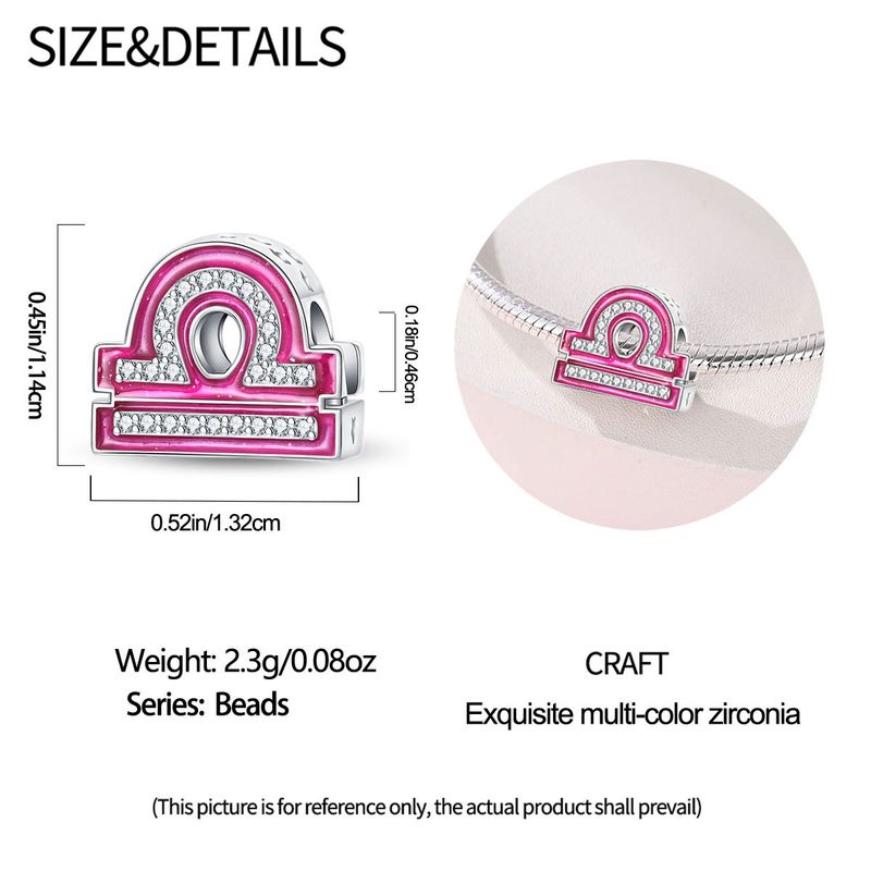 Damenschmuck, süße rosa Perlen mit zwölf Sternbildern, dekorative Perlen, DIY-Schmuckzubehör, Armband, weißes Kupfer, versilbert_voghion.com