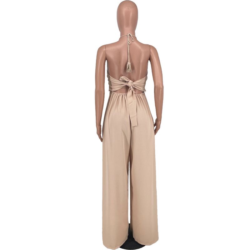Women's Clothing Suspenders Backless Tube Top Wide Leg Pants Jumpsuit_voghion.com
