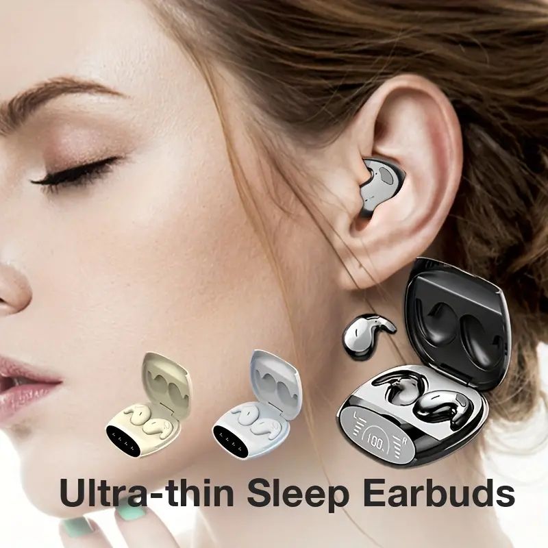 Mini-hodetelefoner Bluetooth usynlige trådløse headset, søvnøretelefoner med mikrofon sport vanntette ørepropper for små_voghion.com