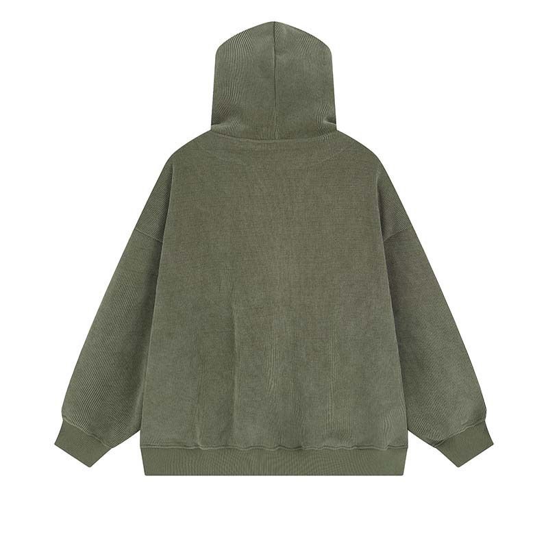 Cardigan con cappuccio largo, in stile americano, con ricamo a lettere, spesso e morbido, per coppie_voghion.com