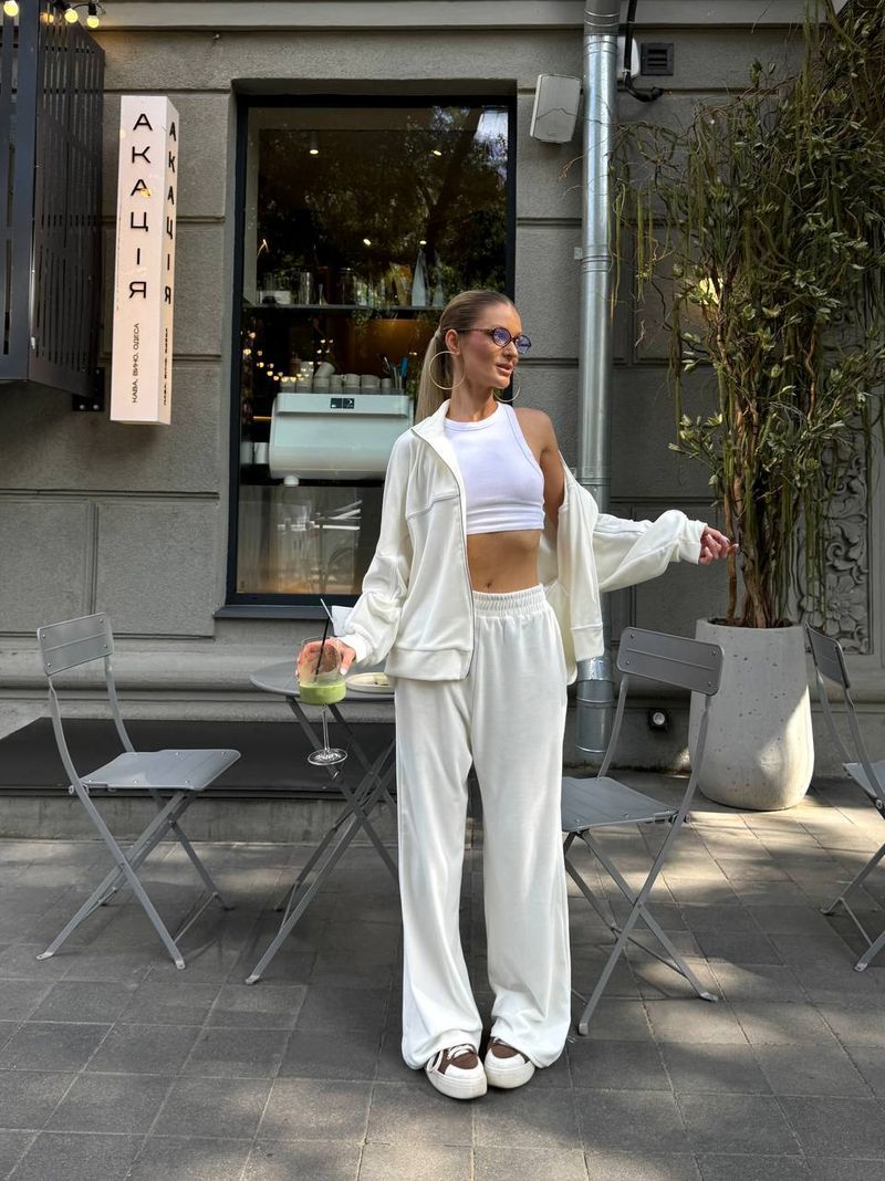 Completo casual da donna in due pezzi: cardigan a maniche lunghe e pantaloni (rosa/bianco/marrone/azzurro/grigio chiaro, taglie dalla S alla XL)_voghion.com