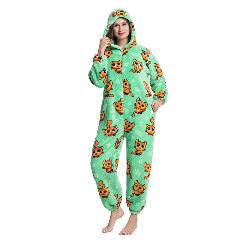 Cartoon Tier Pyjamas Niedlich Verdickt Unisex Paar Neue Flanell Homewear Einhorn Erwachsene Onesie_voghion.com