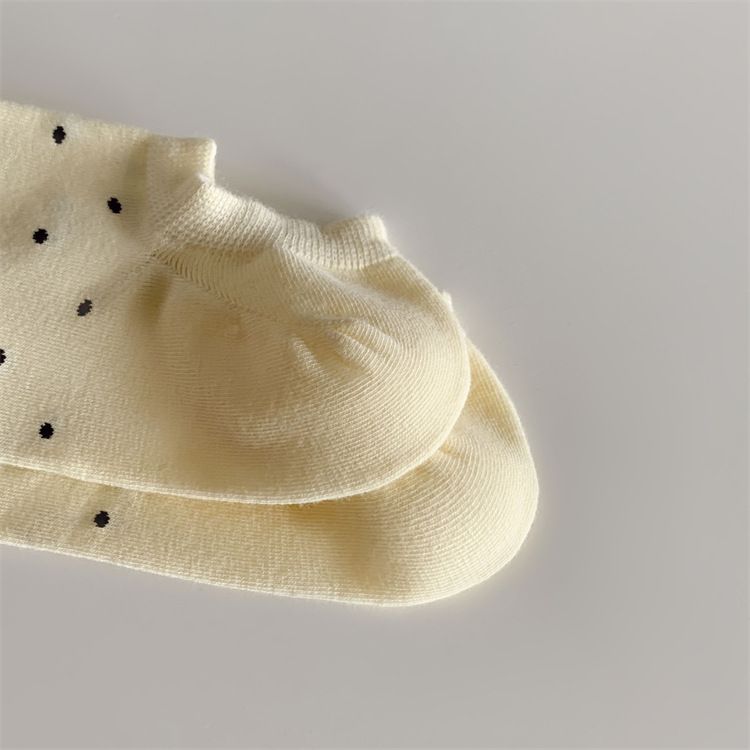 Calzini estivi da donna in cotone, traspiranti e assorbenti del sudore, calzini corti giapponesi a pois, calzini invisibili e poco profondi che non cadono_voghion.com