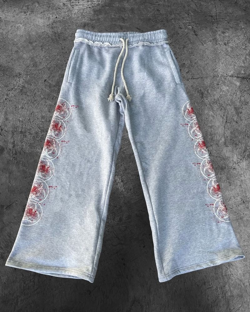Men's Clothing Elastic Rope Sweatpants Printed Pattern Casual Trousers High Street Hip Hop Rap Street_voghion.com