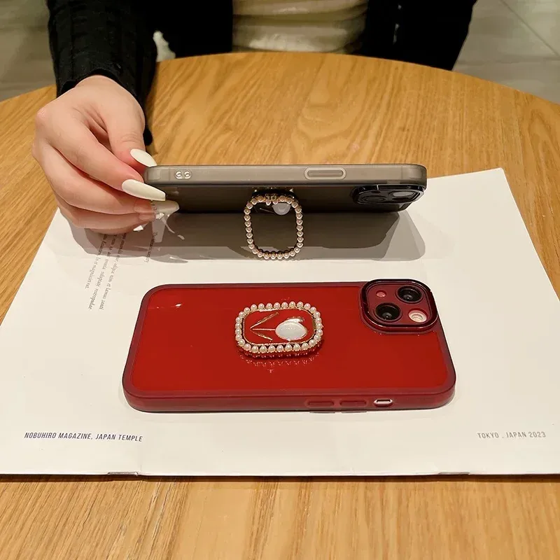 Handyhülle für itel S24 mit Ständerhalter in Blumenform, rundum Schutz für die Kamera, transparente Softcover_voghion.com