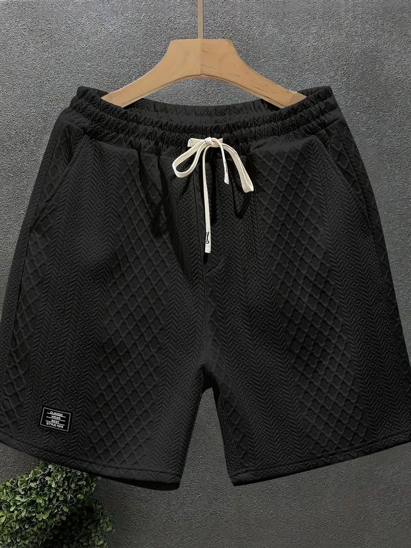 Men's Casual Drawstring Jacquard Sport Shorts - Breathable Cotton Blend, Lightweight & Comfortable For Summer, Gym, Travel - S-3XL_voghion.com