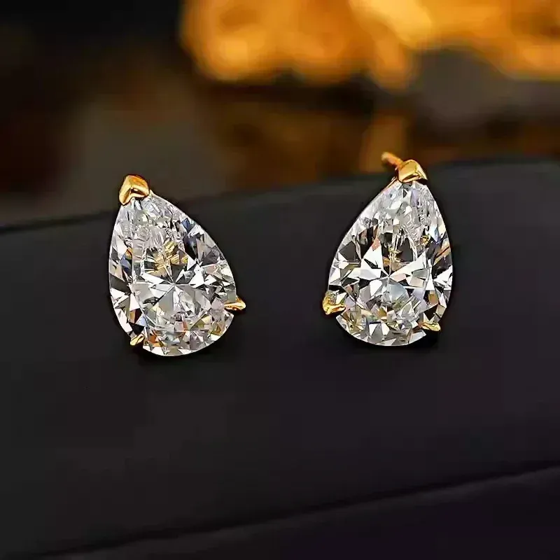 925 Silver Female 3- Light Water Droplet Pear Shaped Ear Hole Earrings Simple And Niche Versatile Temperament 250530_voghion.com