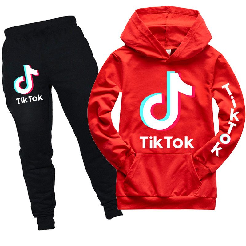 Felpa con cappuccio e pantaloni lunghi, modello tascabile, taglia 100-170, set da 2 pezzi PK1244 - Stampa sulla manica_voghion.com