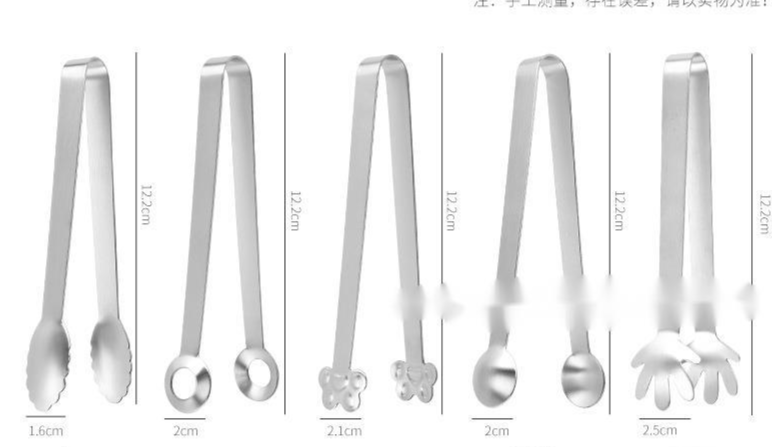 430 Stainless Steel Ice Cute Palm Sugar Cube Mini Snack Bread Food Tongs_voghion.com