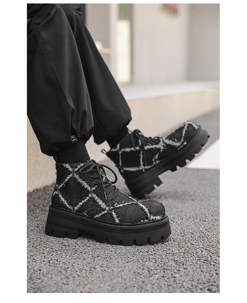Derby-Schuhe Herren Plateau Japanische Schuhe Canvas Atmungsaktiv Brechender Wind Schwarze Kleine Lederschuhe Herren Boardschuhe_voghion.com
