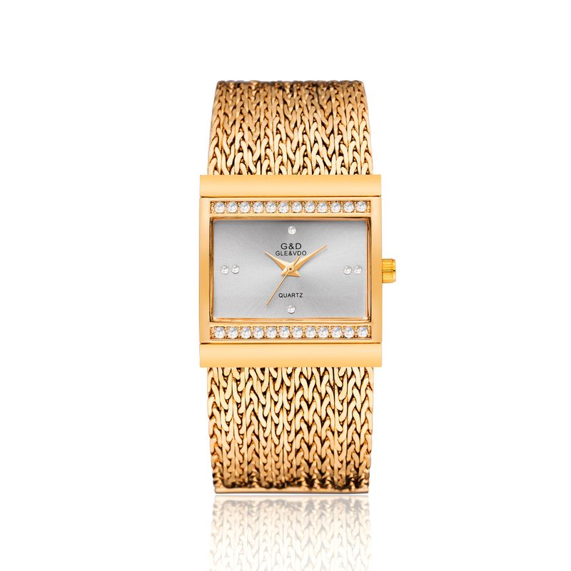 G&D Gaishideng IP Electroplated New Diamond-Encrusted Women's Copper Strap Bracelet Non-Mechanical Watch_voghion.com