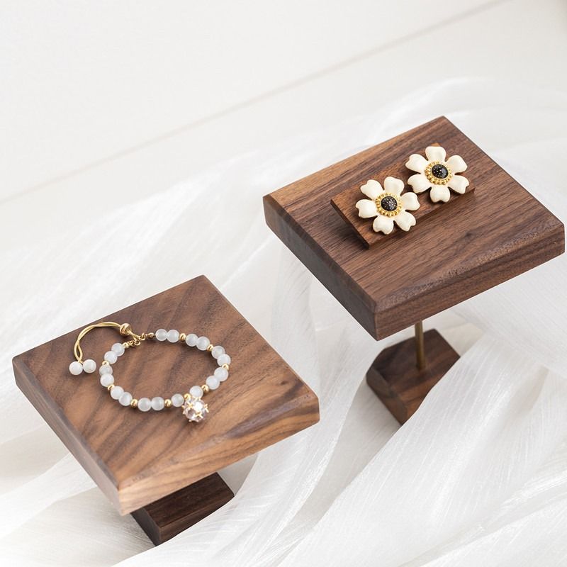 Espositore per gioielli in legno di noce, espositore per orecchini, anelli, cianfrusaglie, espositore per bracciali, collane, accessori per gioielli, vassoio_voghion.com