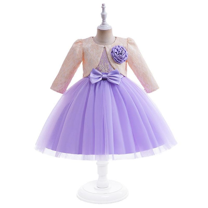Nuovo vestito per bambini, vestito da principessa per bambine di piccole e medie dimensioni, gonna in tutù con fiocco ricamato e giacca, completo in 2 pezzi_voghion.com