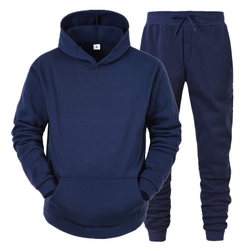 Straight Hoodie Smooth Plate Solid Color Sweater Sport 2 Piece Set Autumn And Winter Fleece_voghion.com