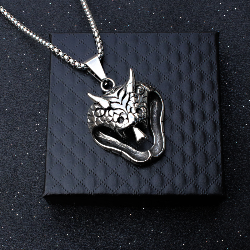 Fashionable Men's Cobra Head Animal Titanium Trendy Person Personalized Stainless Steel Pendant Necklace Dragon_voghion.com