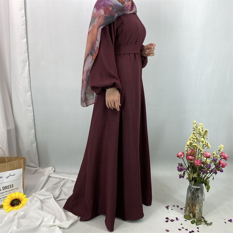 Elegantes muslimisches Abaya-Kleid – schlichtes, lockeres, langes Kleid (atmungsaktives Gewebe – perfekt für den Dubai-/Türkei-Stil)_voghion.com