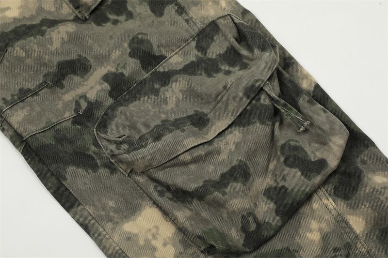 Clothing Mountain Outdoor Multi Pocket Workwear Tie Dye Camouflage Men's Trendy Functional Tactical Pants Loose Straight_voghion.com